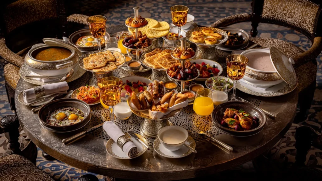 A Ramadan iftar table full of colors and flavors.